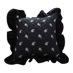 SOGA 45cm Black Ruffled Throw Pillow