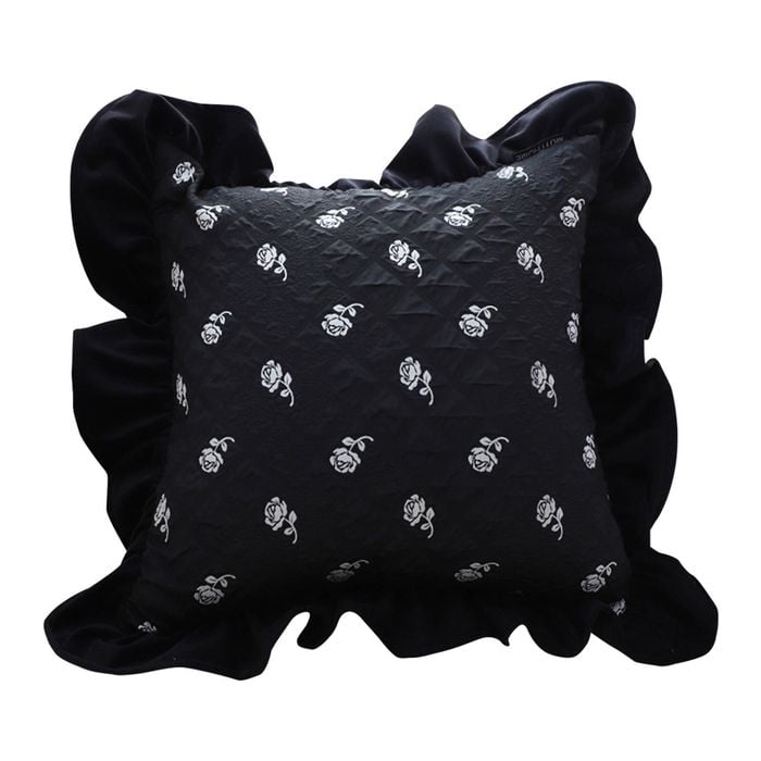 SOGA 45cm Black Ruffled Throw Pillow