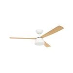 Brilliant 132cm White with Timber Look Blade Sofi DC Ceiling Fan