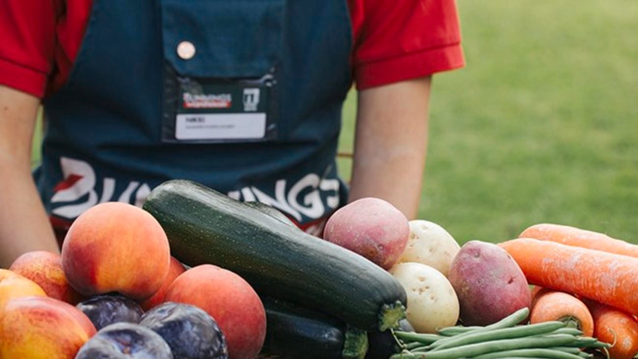 Harvested vegetables, including carrots, beans and potatoes.