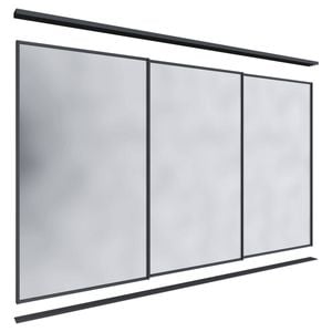 Lugna 2100 x 2701-3600mm Black Mirror Wardrobe Triple Sliding Doors