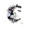 Lifebay Halloween Moon Black Wreath Skull Bones Bats Roses