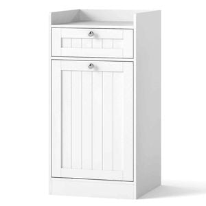 Costway Tilt-out Laundry Hamper Kitchen Storage Cabinet Organizer Shelf White