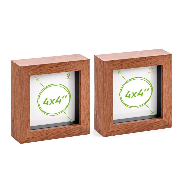Nicola Spring Acrylic 3d Box Photo Frames - 4" X 4" - Pack Of 2