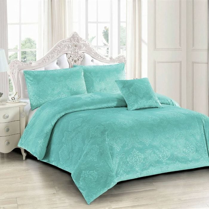 Georges Fine Linens Amara Sea Green Quilt Cover Set Super King