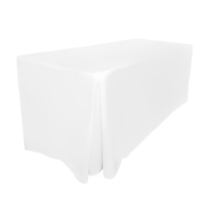 Just Party Linen 6ft Fitted Rectangular Tablecloth with Split Corners - White (1.8m)