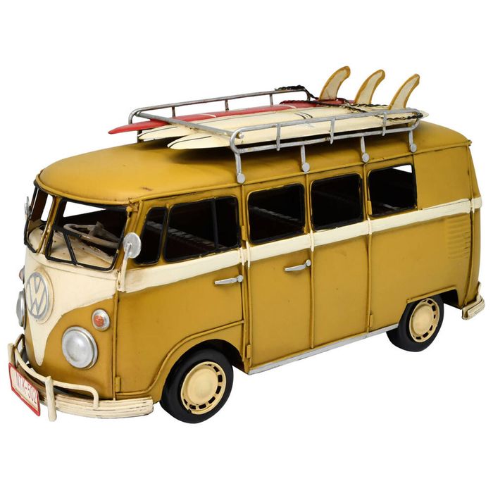 Boyle Metal Collectable Surfers Van Yellow 32x12.5x17cm Vintage Diecast Model