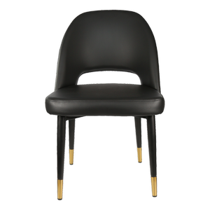 Durafurn 450mm High Black Vinyl Semifreddo Chair with Black Metal Legs