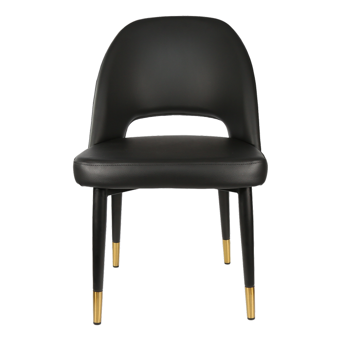 Durafurn 450mm High Black Vinyl Semifreddo Chair with Black Metal Legs