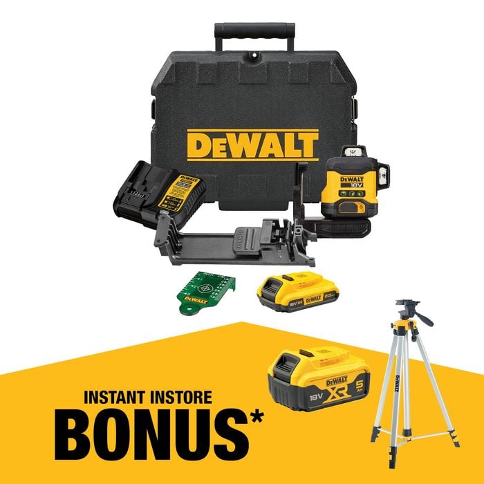 DeWALT 18V Li-ion XR Compact 3 x 360° Green Beam Multiline Laser Combo Kit