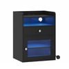 Ufurniture Bedside Table w/ LED & Charging Station, Nightstand End Table with Acrylic Door, Black