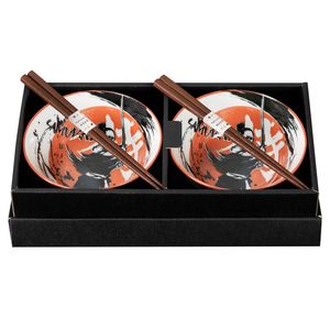 Omotenashi Samurai Set of 2 Donburi Bowls & Chopsticks