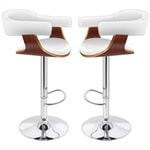 ALFORDSON Set of 2 Bar Stools Joan Kitchen Swivel Chair Wooden Leather Gas Lift White