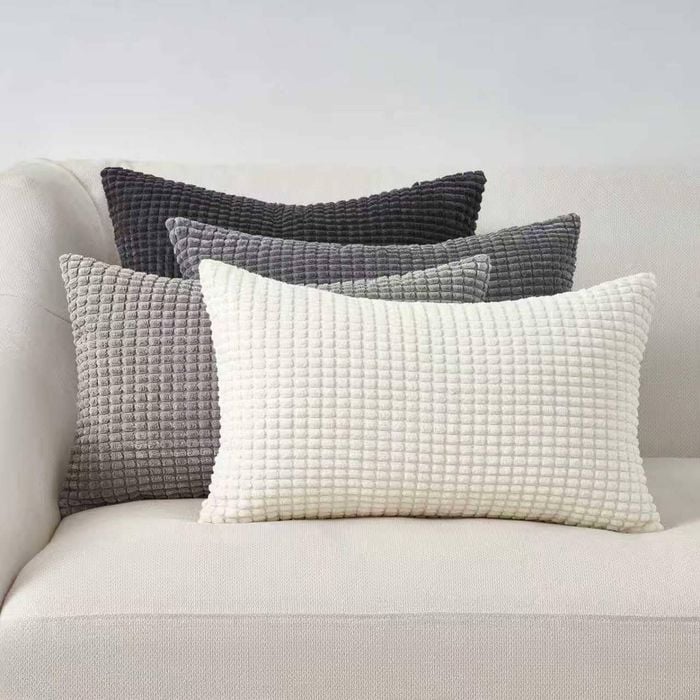 Gioia Casa Corduroy Corn Grain Cushion Covers - Grey, 50cm x 30cm (Pack of 4)