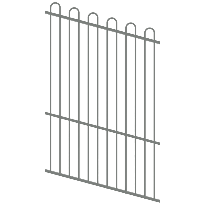 ProtectorAl 0350-1200W x 1800H Palladium Silver Loop Top Pool Fence Panel Raked Up to 15º