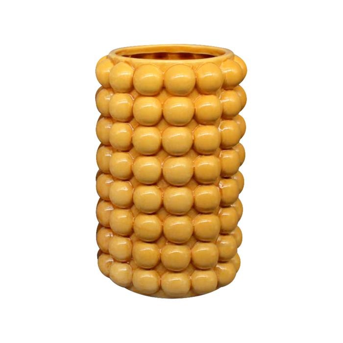 Maine & Crawford Agapi 21x14cm Bubble Form Ceramic Vase - Mustard
