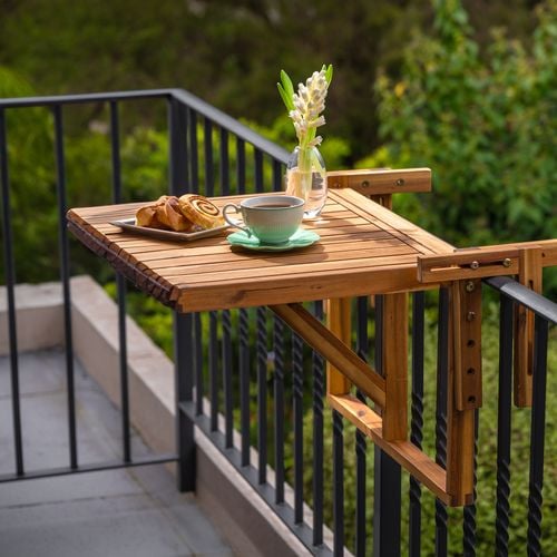 Marquee 600 x 650x 560mm Natural Balcony Folding Table - Bunnings Australia