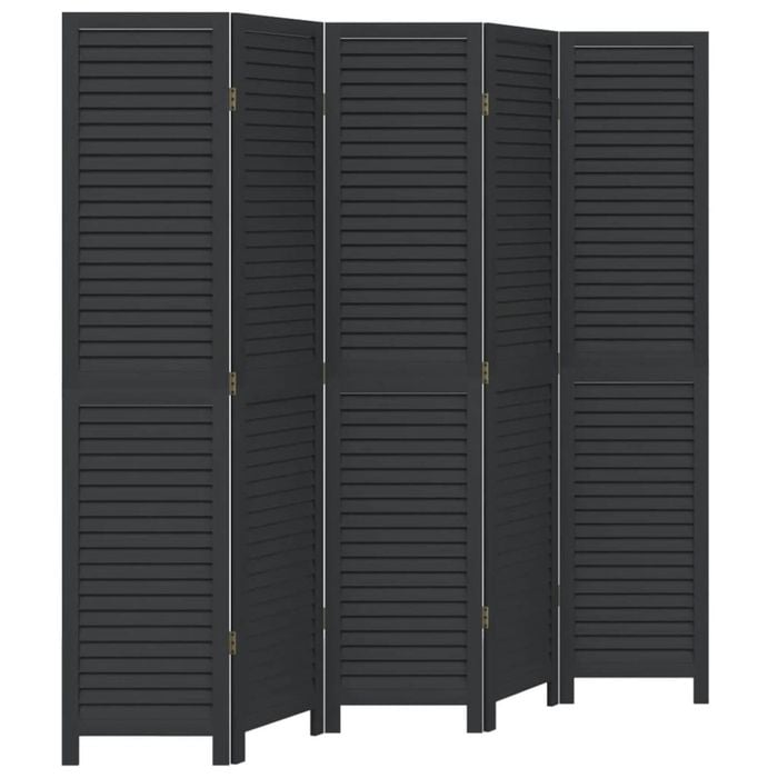 vidaXL Room Divider Privacy Screen Partition 5 Panels Black Paulownia