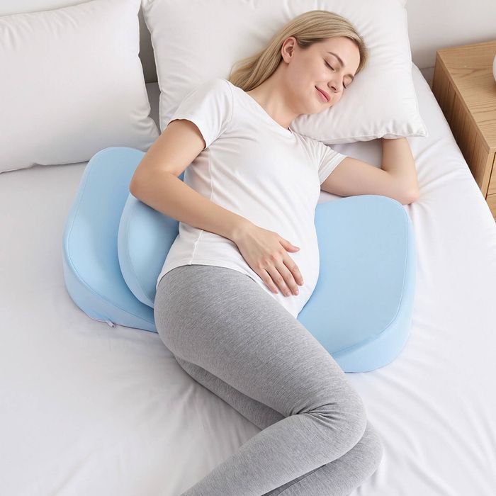 Giselle Bedding Cooling Pregnancy Pillow Memory Foam Wedge Pillow Support for Back Belly