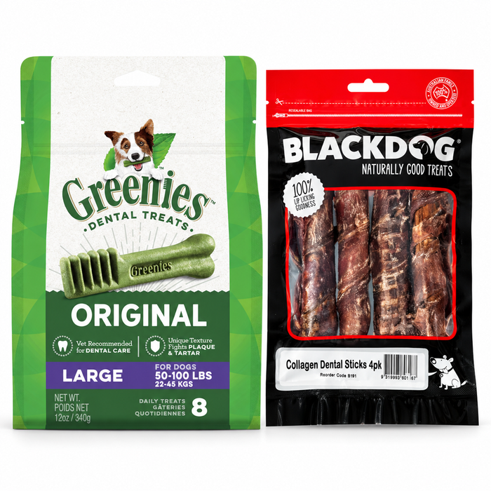GREENIES Original Large 340g + Blackdog Collagen Sticks 4 Pack | Large Dog Treat Pack