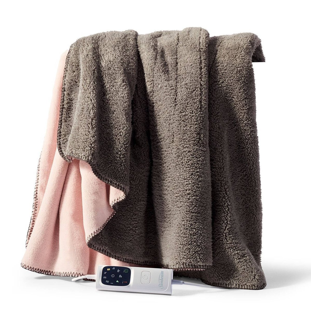 Sunbeam Feel Perfect Reversible Micro Fleece Sherpa Fleece Heated Throw Blanket TRF4000 Bunnings Australia