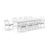 Austin 3m - 3.8m Extension Table 12 Santorini Chairs White & Olefin Grey Cushion