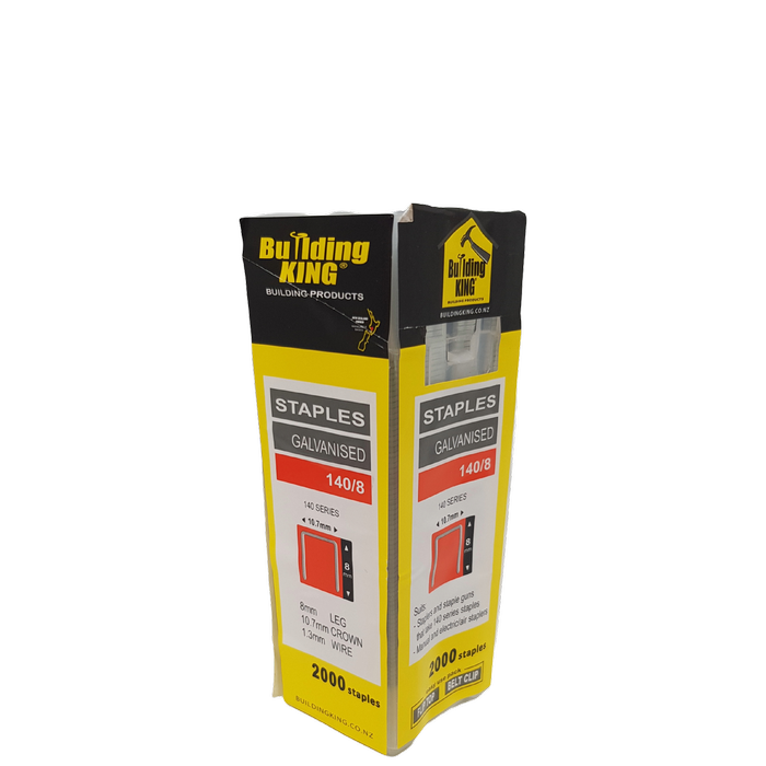 Building King 140/08 Electro Galvanised Staples - 2000 Pack