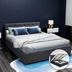 Artiss Fabric Bed Frame Queen Gas Lift Beds Base