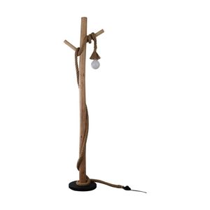 Lexi Lighting Lea Floor Lamp Natural Wood Black Metal 1520mm Height