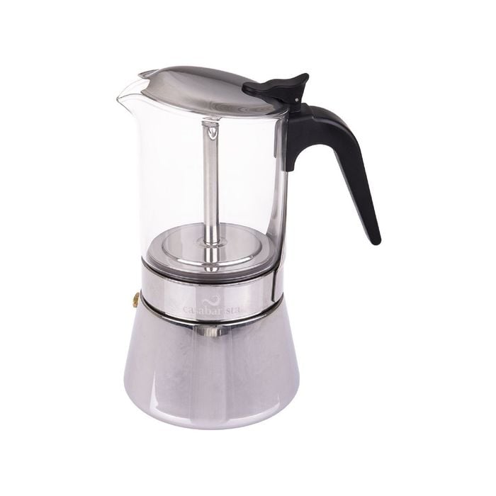 Casabarista Capri 3 Cup Glass Top Stainless Steel Espresso Maker (induction)