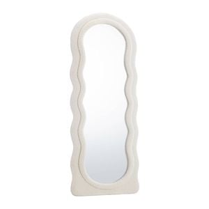 Oikiture 160x60cm Full Length Mirror Boucle Frame Wavy Floor Mirrors
