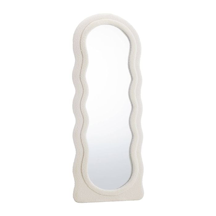 Oikiture 160x60cm Full Length Mirror Boucle Frame Wavy Floor Mirrors