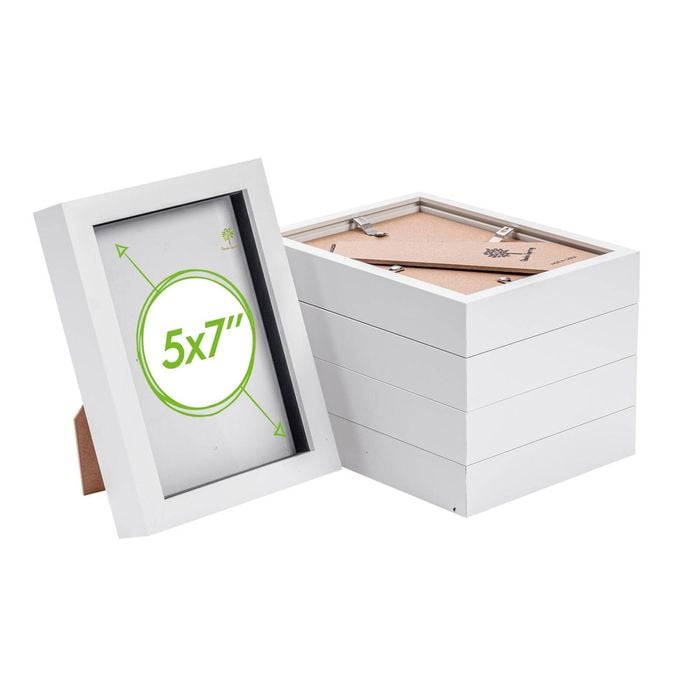 Nicola Spring 3d Box Photo Frames - 5" X 7" - White - Pack Of 5