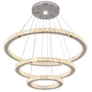 Eli & Co. Lighting Zaria 3-Ring Adjustable Crystal Chandelier Tri-Colour LED Ceiling Light
