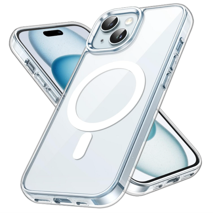 Case Clear Magnetic Shockproof Cover - For Apple iPhone 15 (Clear)