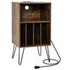 Costway Record Player Stand W/charging Station Side Table Brown