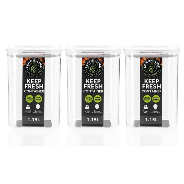 3x Lemon & Lime 1.15L Keep Fresh Food Container Square