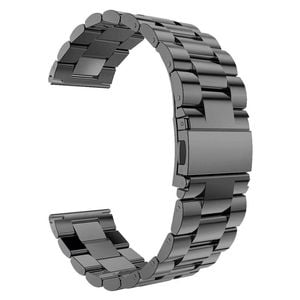 Stainless Steel Metal Watch Band Strap - For Samsung Galaxy Watch Garmin Venu Huawei Universal 20mm (Black)