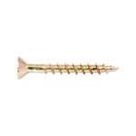 Zenith 8G x 35mm Gold Passivated Countersunk Rib Head Chipboard Screw - 100 Pack