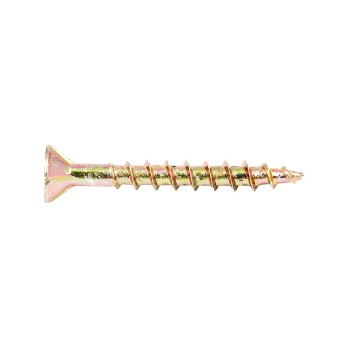 Zenith 8G x 35mm Gold Passivated Countersunk Rib Head Chipboard Screw - 100 Pack