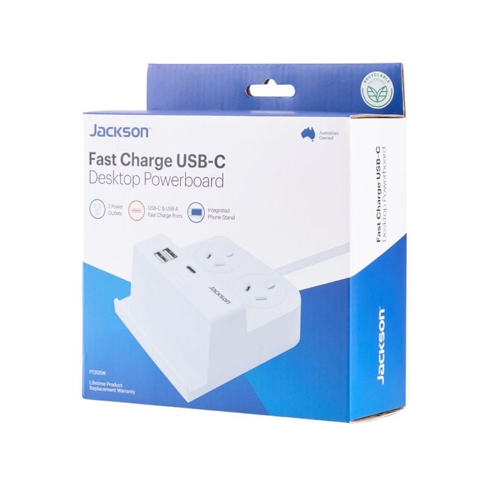 Jackson Rapid Charge PD20W USB-A & USB-C Switched 4 Outlet Powerboard