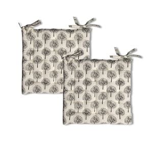Lylac Homewares Tree of Life Set of 2 Cotton Chair Pads Natural 40 x 40 cm