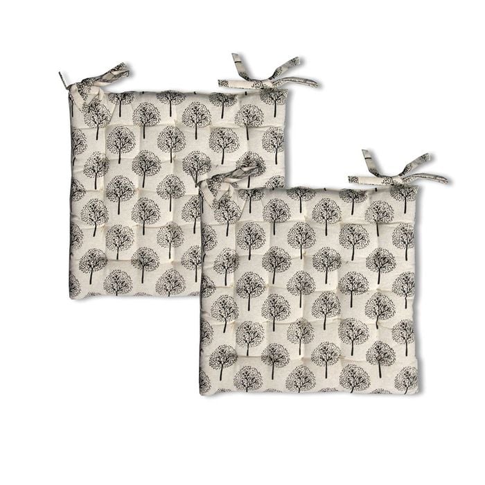 Lylac Homewares Tree of Life Set of 2 Cotton Chair Pads Natural 40 x 40 cm