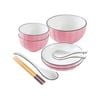 SOGA Pink Japanese Style Ceramic Dinnerware Set of 5