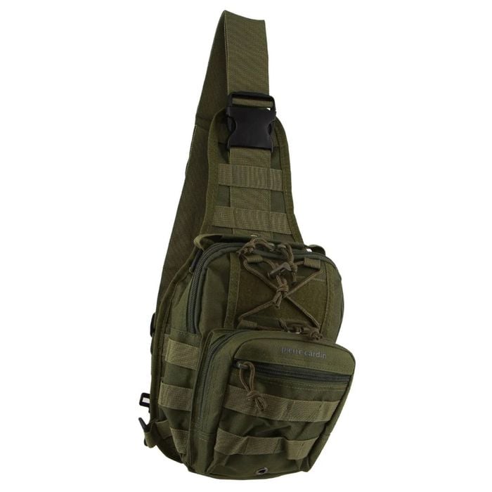 Pierre Cardin Cross Body Tactical Sling  Rucksack Army Style in Green