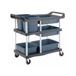 Soga 3-tier Commercial Soiled Food Trolley Dirty Plate Cart Five Buckets Kitchen Food Utility