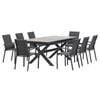 FurnitureOkay Marina-Mosman 9-Piece Ceramic Outdoor Extendable Dining Setting - Charcoal