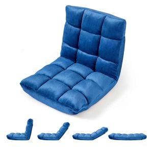 Costway Floor Chair 14 Level Adjustable Sofa Chaise Lounge Navy Blue