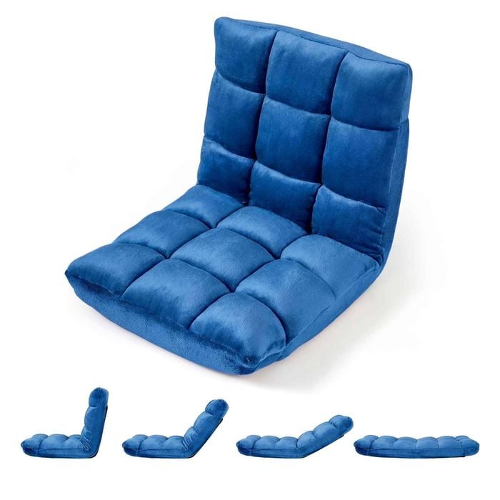 Costway Floor Chair 14 Level Adjustable Sofa Chaise Lounge Navy Blue