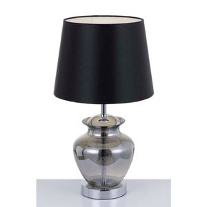 Telbix June Modern Table Desk Lamp Light Glass Metal Black Chrome Smoke